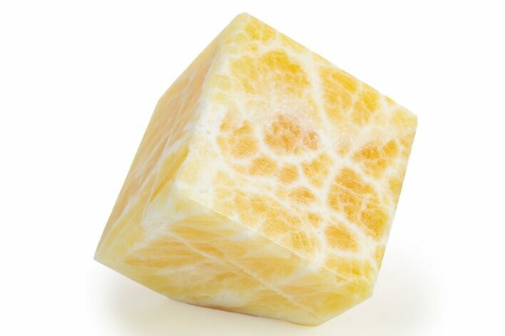 Polished Orange Honeycomb Calcite Cube - Utah #307781